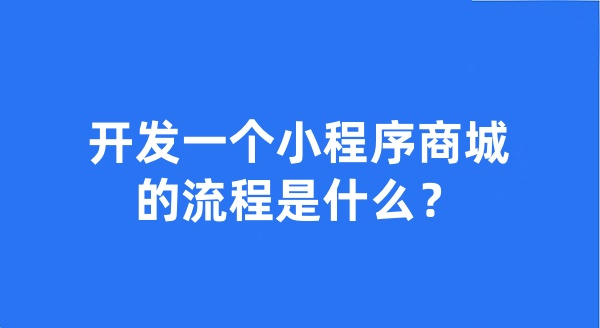开发一个小程序商城的流程是什么？
