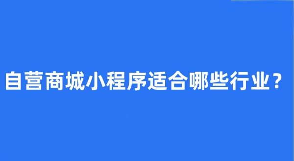 自营商城小程序适合哪些行业?